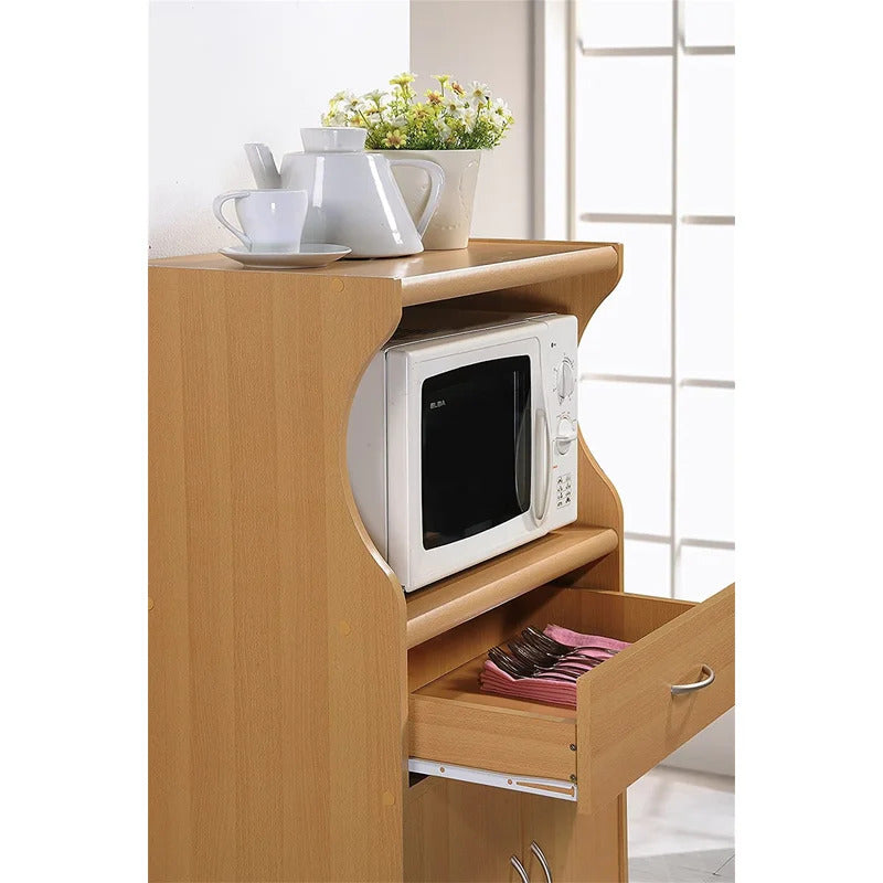 Kitchen Trolley: Microwave Cart With One Drawer, Two Doors, And Shelf For Storage