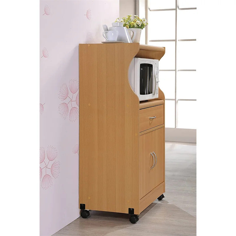 Kitchen Trolley: Microwave Cart With One Drawer, Two Doors, And Shelf For Storage