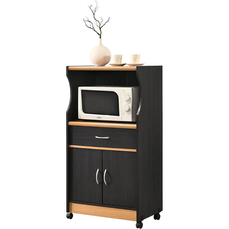 Kitchen Trolley: Microwave Cart With One Drawer, Two Doors, And Shelf For Storage