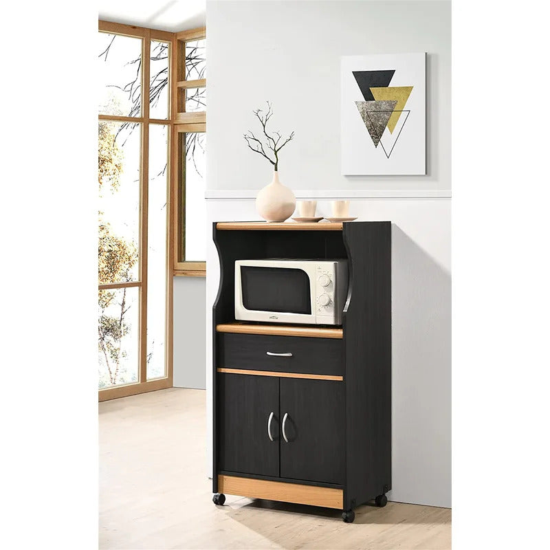 Kitchen Trolley: Microwave Cart With One Drawer, Two Doors, And Shelf For Storage