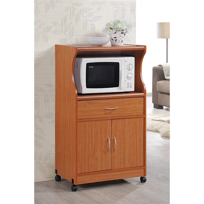 Kitchen Trolley: Microwave Cart With One Drawer, Two Doors, And Shelf For Storage