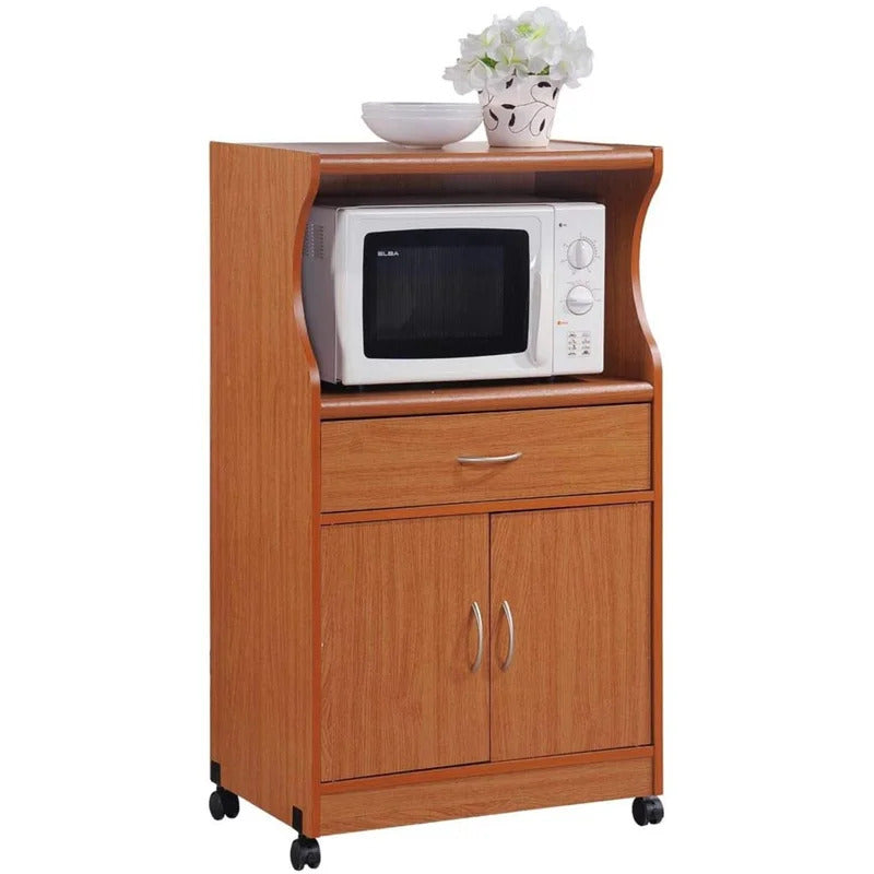 Kitchen Trolley: Microwave Cart With One Drawer, Two Doors, And Shelf For Storage
