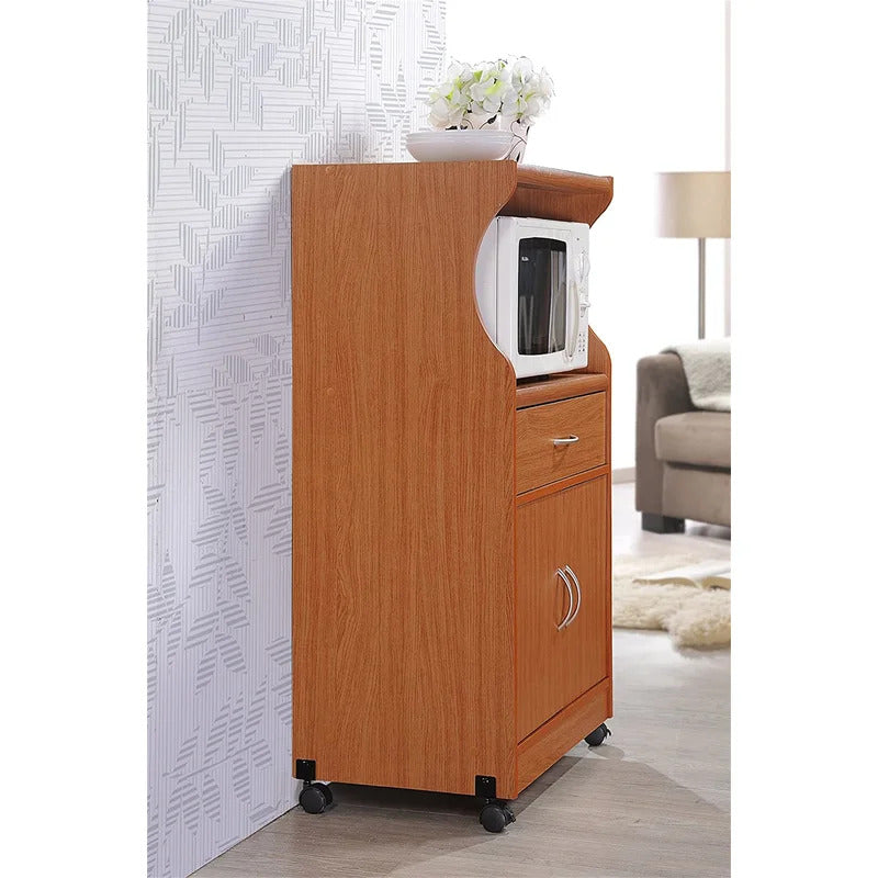 Kitchen Trolley: Microwave Cart With One Drawer, Two Doors, And Shelf For Storage