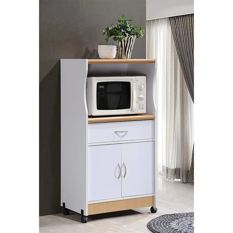 Kitchen Trolley: Microwave Cart With One Drawer, Two Doors, And Shelf For Storage