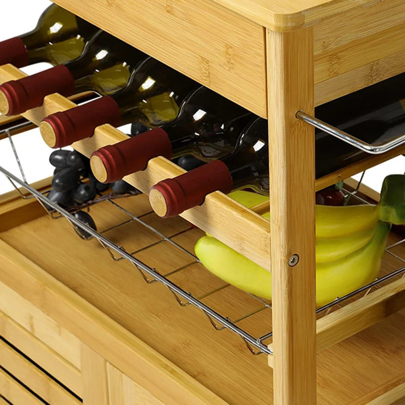 Kitchen Trolley: Rolling Bamboo Kitchen Island Cart Trolley