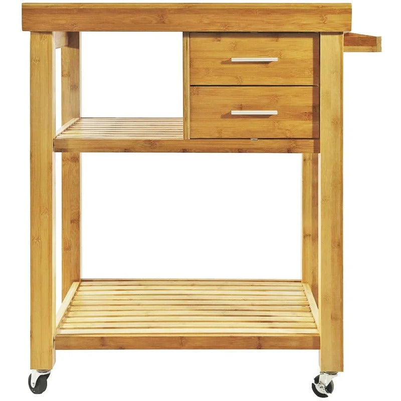 Kitchen Trolley: Rolling Bamboo Wood Kitchen Cart Trolley