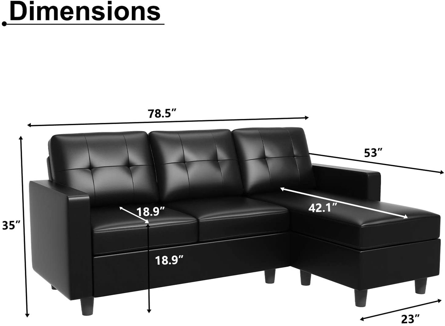 L Shape Sofa Set: Leatherette Sectional Sofa Couch