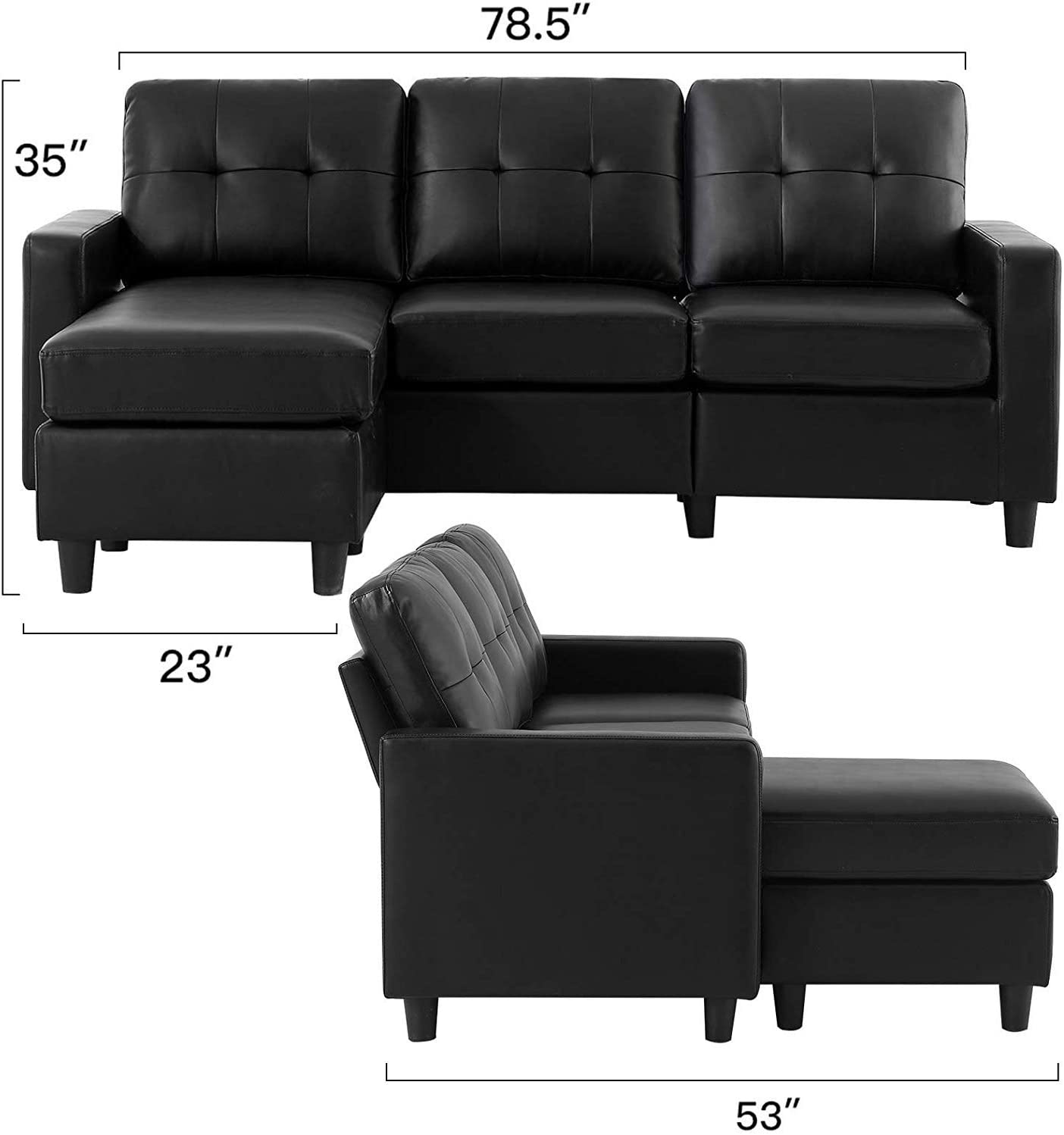 L Shape Sofa Set: Leatherette Sectional Sofa Couch