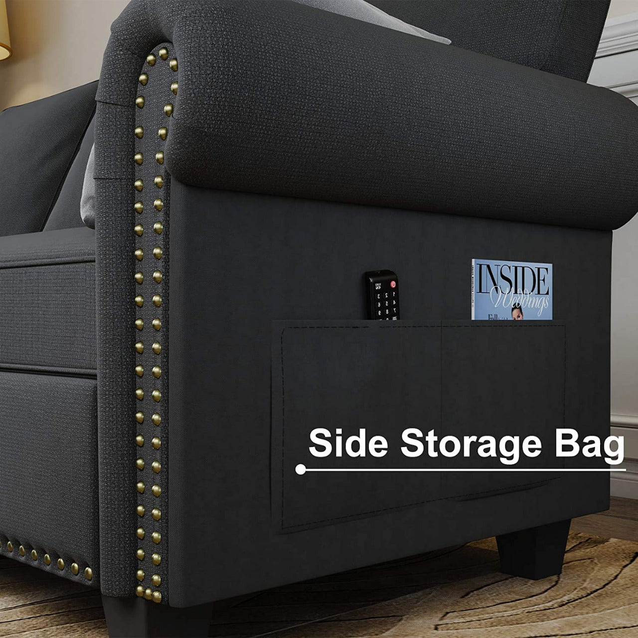 L Shape Sofa Set: Dark Grey Convertible Sofa Couch