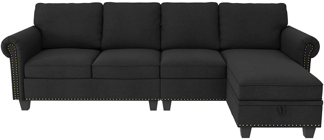 L Shape Sofa Set: Dark Grey Convertible Sofa Couch