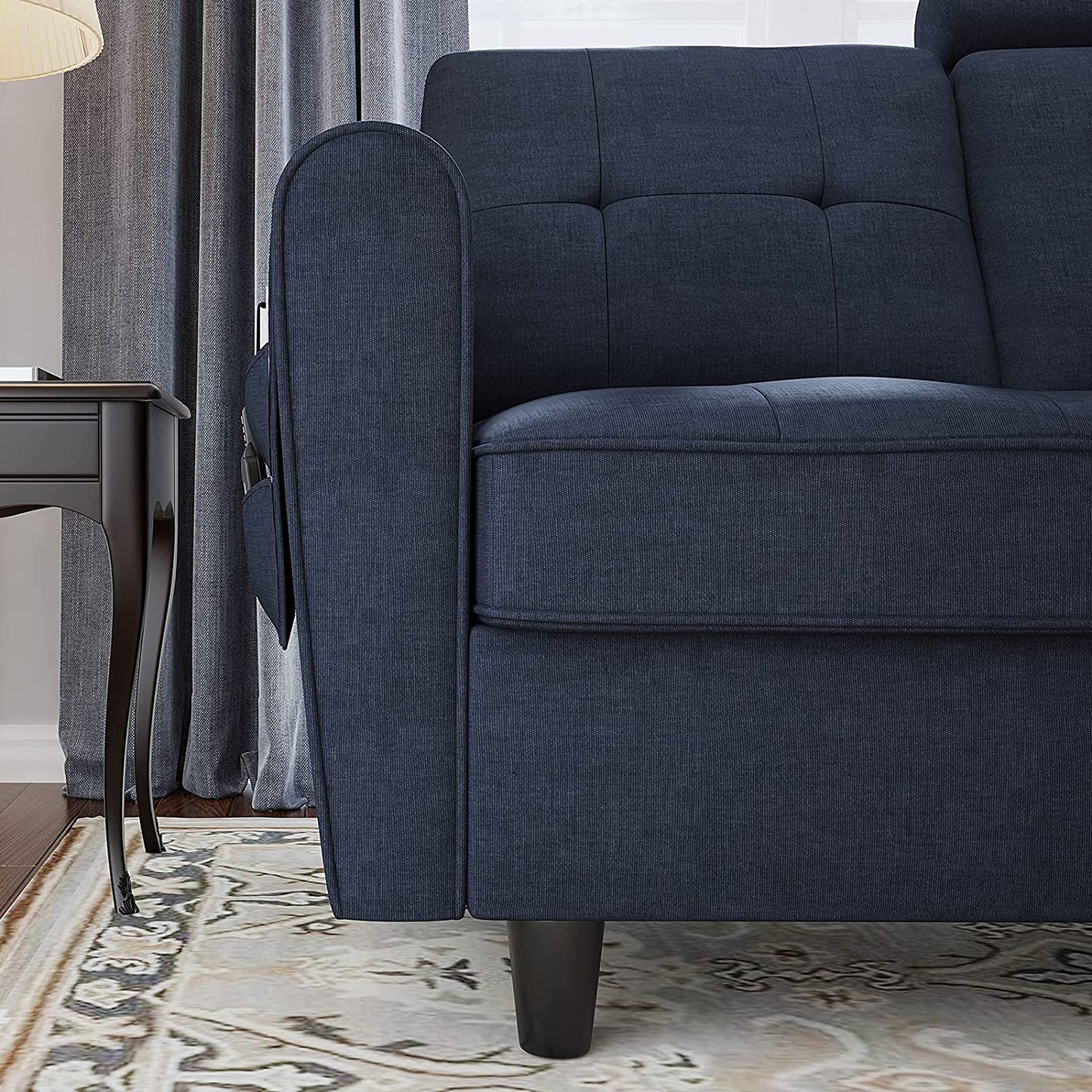 L Shape Sofa Set: Denim Blue L Shape Sofa Set