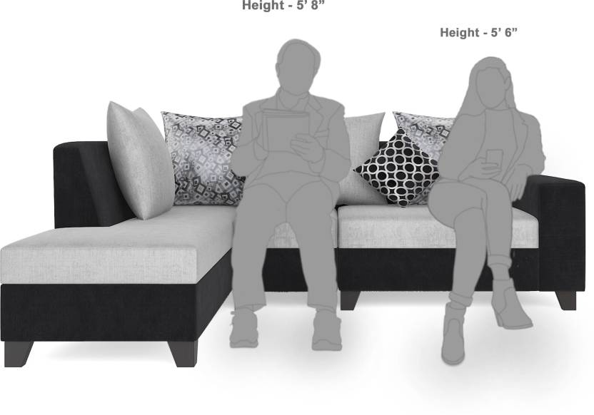 L Shape Sofa Set:- Home style Fabric Sofa Set (Grey)