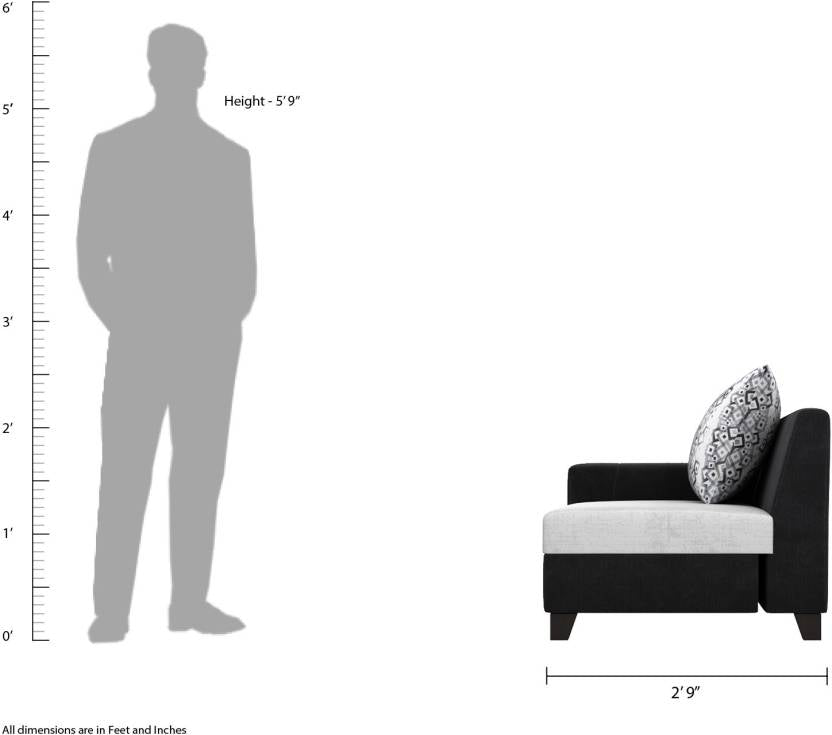 L Shape Sofa Set:- Home style Fabric Sofa Set (Grey)