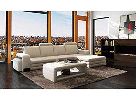 L Shape Sof Set:- Lounge Leatherette Sofa Set (Cream)