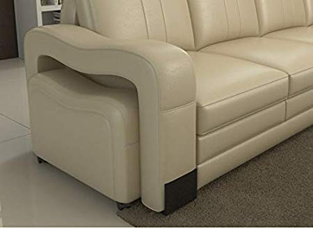L Shape Sof Set:- Lounge Leatherette Sofa Set (Cream)