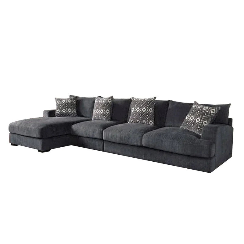 L Shape Sofa Set: 117" Wide Modular Corner Sectional 6 Seater Sofa