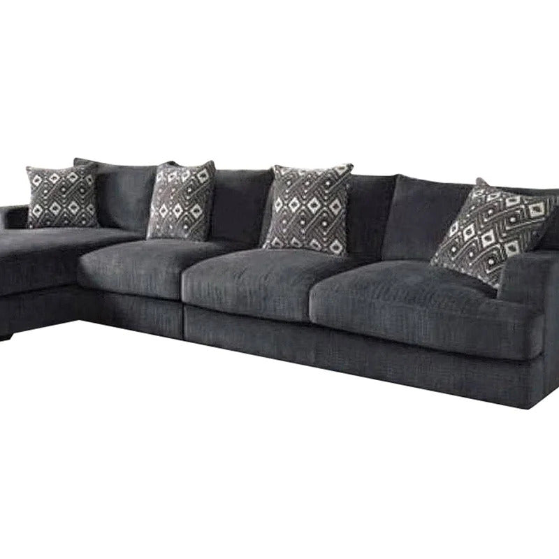 L Shape Sofa Set: 117" Wide Modular Corner Sectional 6 Seater Sofa