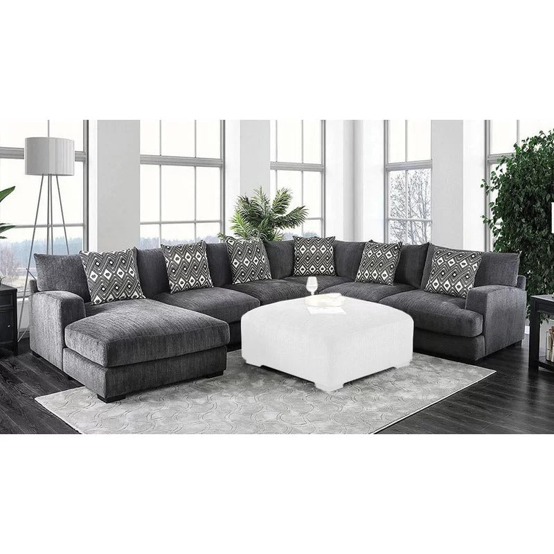 L Shape Sofa Set: 117" Wide Modular Corner Sectional 6 Seater Sofa