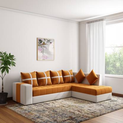 L Shape Sofa Set:- Angel Fabric Sofa Set 2 Puffy