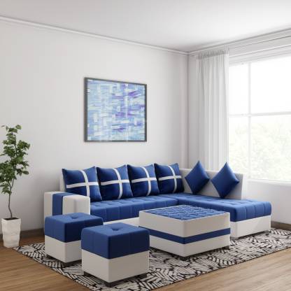 L Shape Sofa Set:- Angel Fabric Sofa Set 2 Puffy