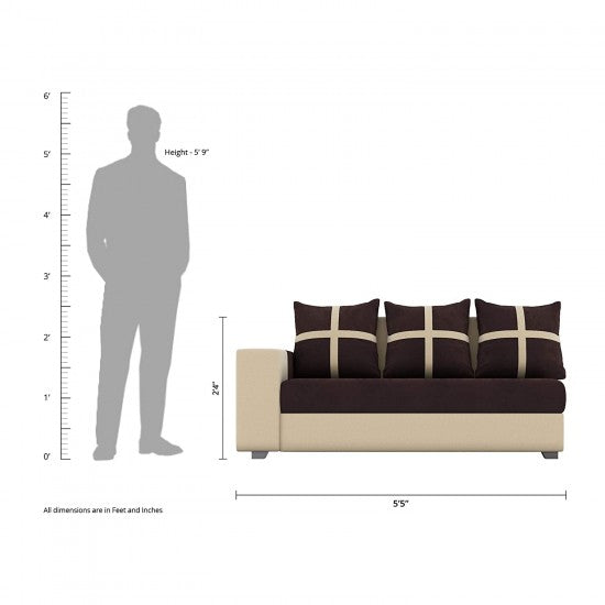 L Shape Sofa Set:- Angel Fabric Sofa Set 2 Puffy (Brown & Cream)