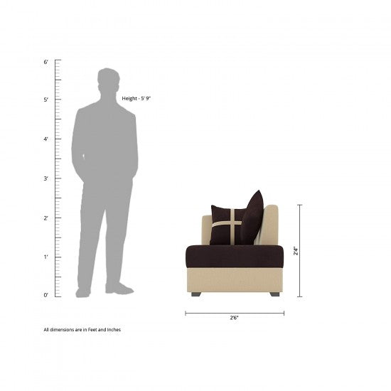 L Shape Sofa Set:- Angel Fabric Sofa Set 2 Puffy (Brown & Cream)