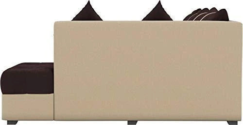L Shape Sofa Set Angel Fabric Sofa Set 2 Puffy (Brown & Cream)