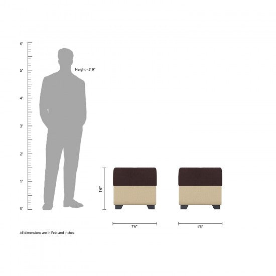 L Shape Sofa Set:- Angel Fabric Sofa Set 2 Puffy (Brown & Cream)