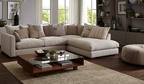 L Shape Sofa Set:- Bali 5 Seater Fabric Sofa Set (White)