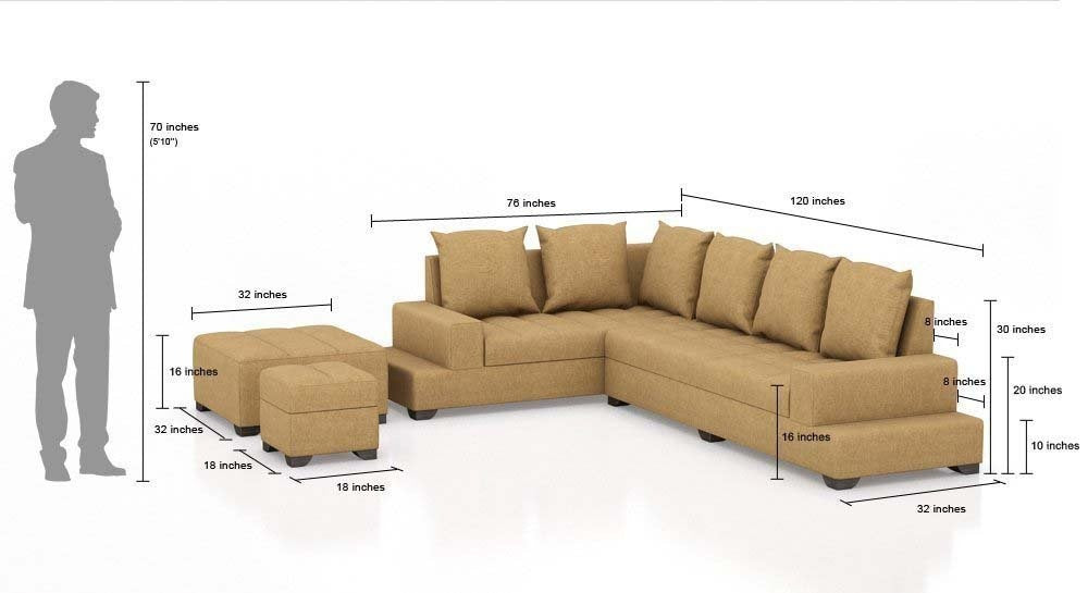 L Shape Sofa Set Cordora (3+1+1) Polyurethane Fabric Sofa Set (Brown)