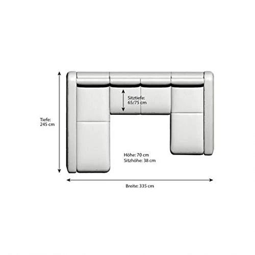 L Shape Sofa Set Delfina Lounger Leatherette Sofa Set (Black and White)