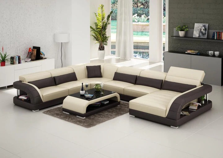 L Shape Sofa Set : Entile Leatherette 5 Seater Sofa Set
