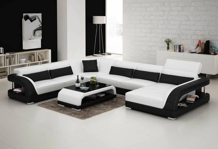 L Shape Sofa Set : Entile Leatherette 5 Seater Sofa Set