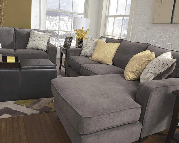 L Shape Sofa Set:- Fabric Sofa Set (Dark Grey)
