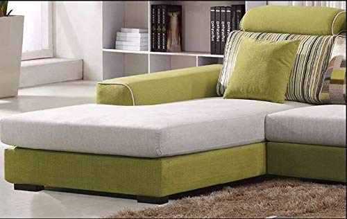 L Shape Sofa Set:- Fabric Sofa Set, Standard Size (Pear Green and Off White)