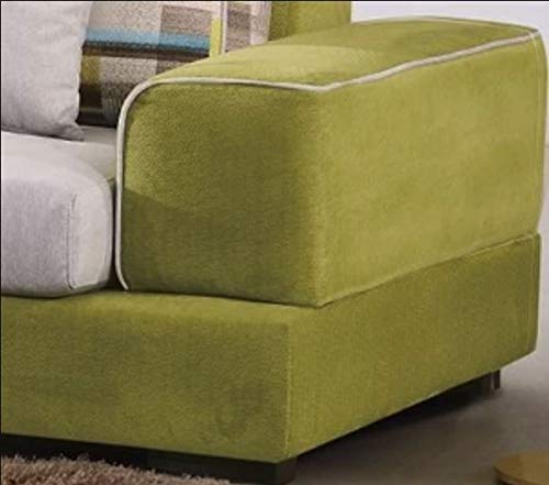 L Shape Sofa Set:- Fabric Sofa Set, Standard Size (Pear Green and Off White)