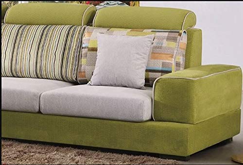 L Shape Sofa Set:- Fabric Sofa Set, Standard Size (Pear Green and Off White)