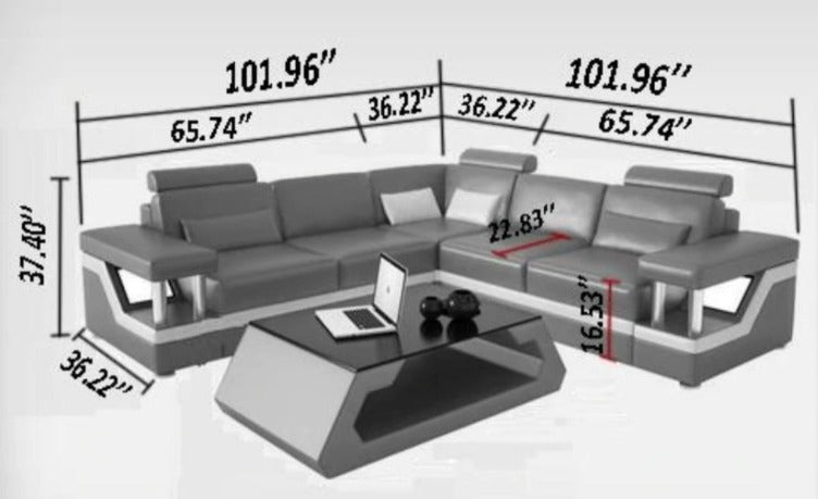 L Shape Sofa Set Fully Customizable Leatherette Sofa Set (Cream & Black)