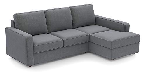L Shape Sofa Set:- Hardwood Lounger Fabric Sofa Set ( Dark Grey)