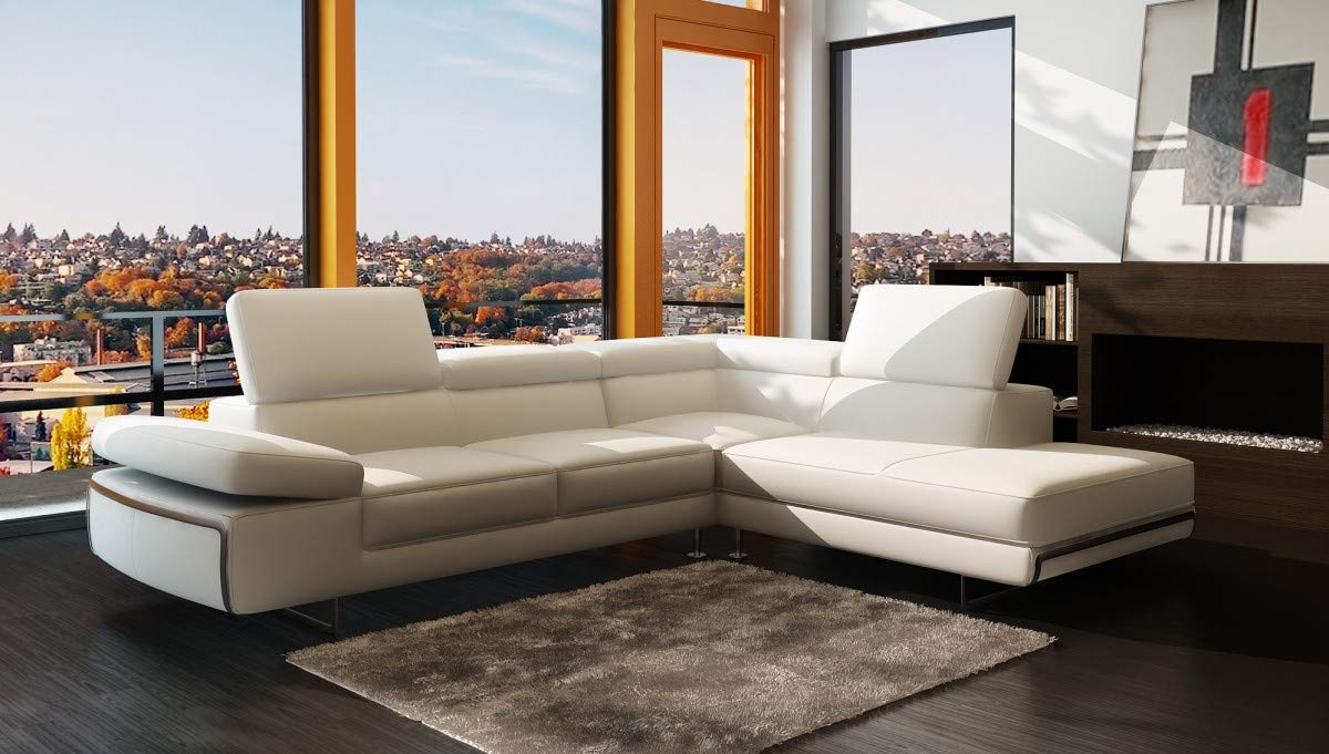L Shape Sofa Set:- Italian Sectional Leatherette Sofa Set (White)