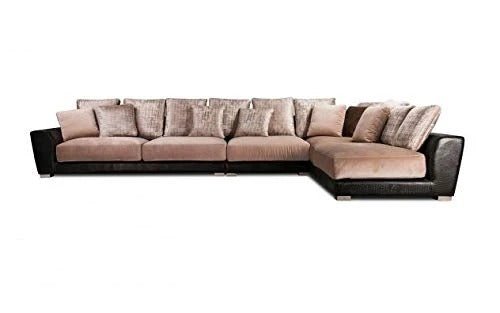 L Shape Sofa Set Kinley Sectional Fabric Sofa Set (Beige & Brown)