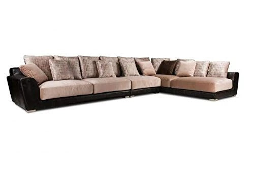 L Shape Sofa Set Kinley Sectional Fabric Sofa Set (Beige & Brown)