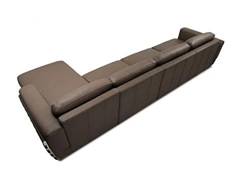 L Shape Sofa Set:- Kinley Sleeper Sectional Leatherette Sofa Set (Brown)