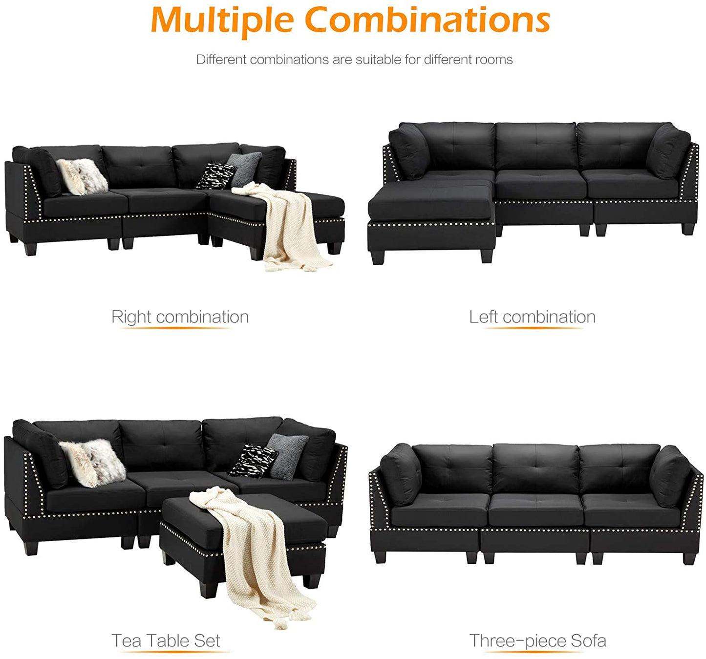 L Shape Sofa Set: L-Shaped Couch with Reversible Chaise