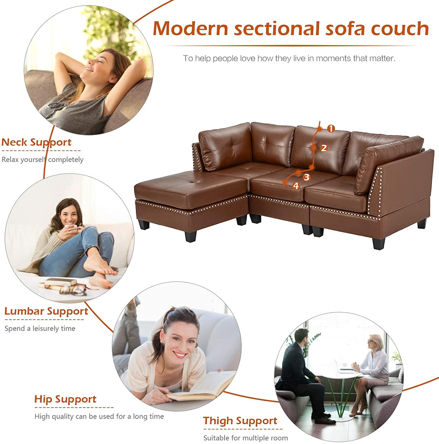 L Shape Sofa Set: L-Shaped Couch with Reversible Chaise