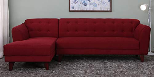 L Shape Sofa Set Lessee Fabric Sofa Set with Lounger (Garnet Red)