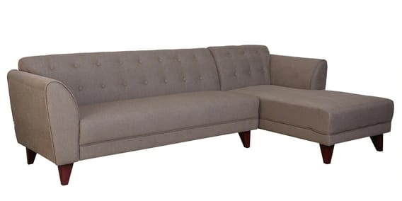 L Shape Sofa Set:- Lessee Fabric Sofa Set with Lounger (Garnet Red)