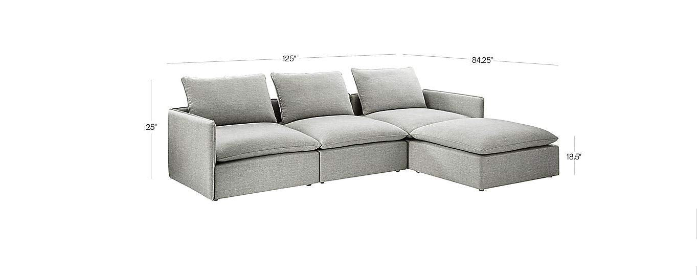 L Shape Sofa Set Linen 4-Piece Fabric Sofa Set (Grey)