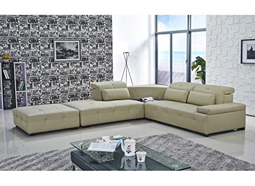 L Shape Sofa Set:- Lounge Leatherette Sofa Set, Standard Size (Cream)