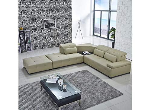 L Shape Sofa Set:- Lounge Leatherette Sofa Set, Standard Size (Cream)